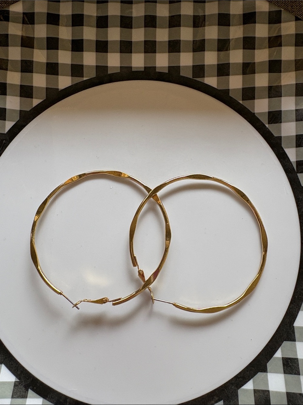 Gold Tone Textured Hoop Earrings